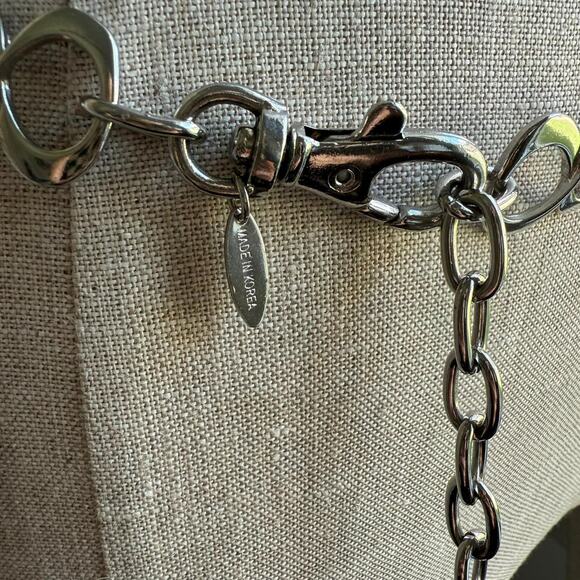 Vintage Silver Tone Geometric Adjustable Chain Belt - Picture 3 of 4